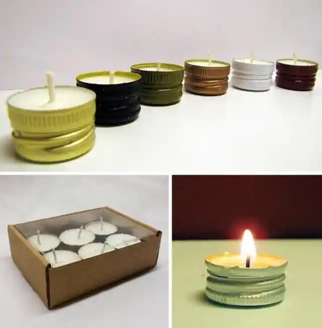 Candles Encased In Bottle Caps