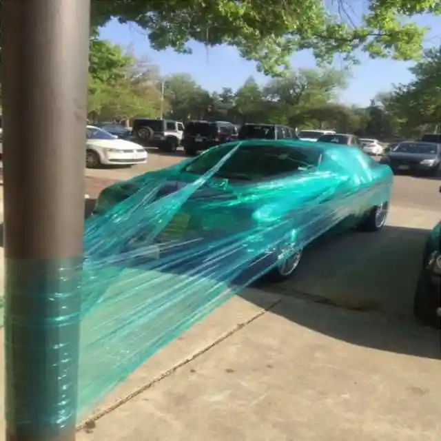 Saran-wrapped Car