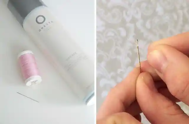 Using Hairspray To Thread A Needle