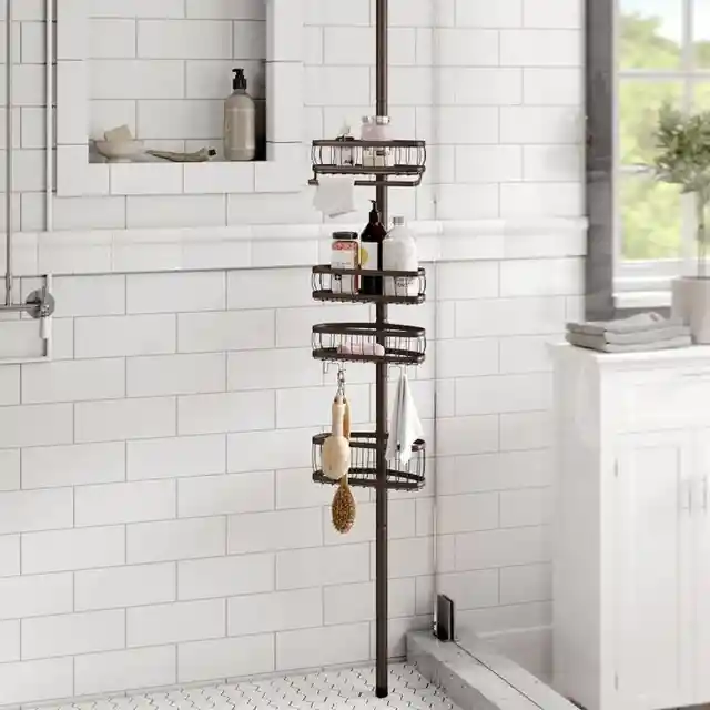 Hang Shower Caddy With Tension Rod Across Shower