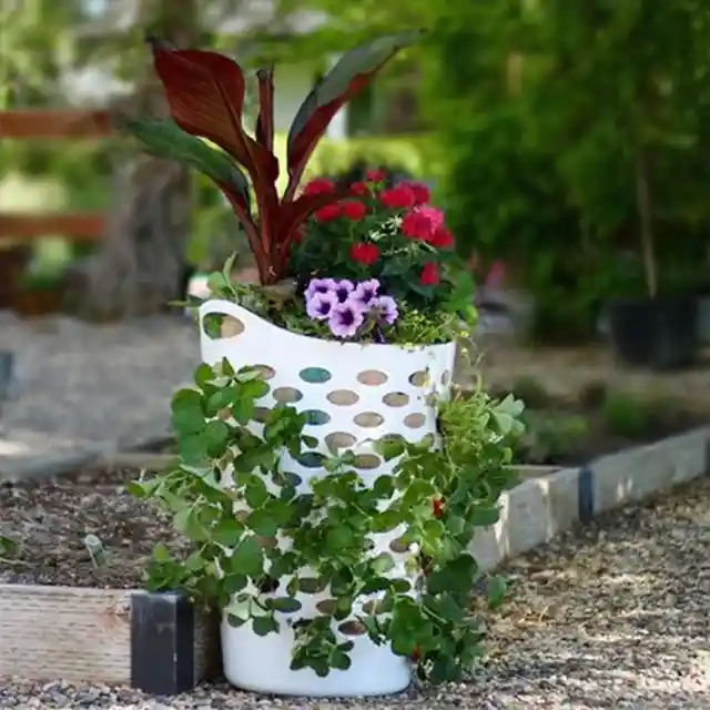 Upcycled Laundry Hamper Planter