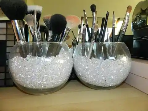 Vase Storage for Makeup Brushes