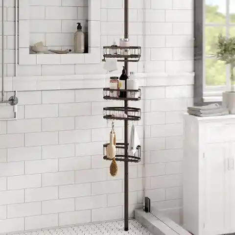 Hang Shower Caddy With Tension Rod Across Shower