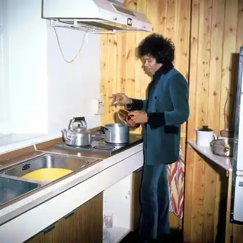 Jimi Hendrix in His Quaint Kitchen